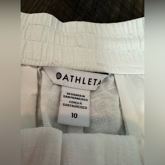 Athleta Women’s Retreat Linen High Rise Wide Leg Pant Calla Lily White Size 10 - Picture 8 of 13